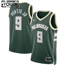 Dres Milwaukee Bucks Bobby Portis JR 9 Nike 2022-23 Icon Edition Zelena Swingman - Dječji